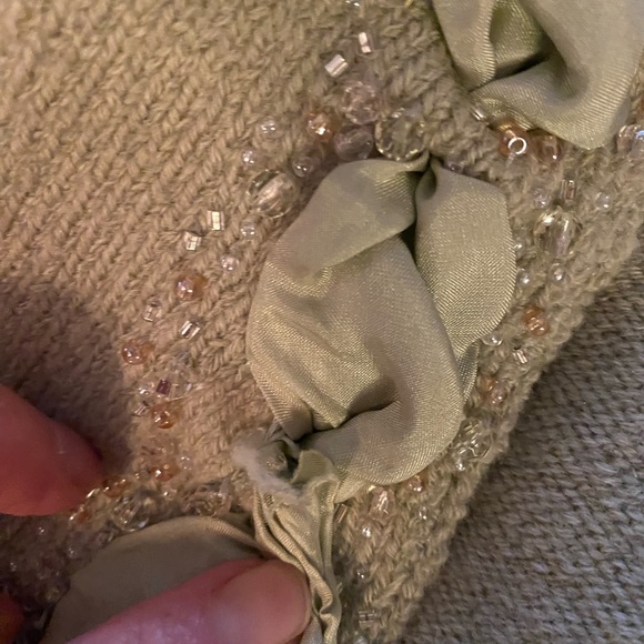 Sage green vintage style tie front wool cardigan - Picture 5 of 5